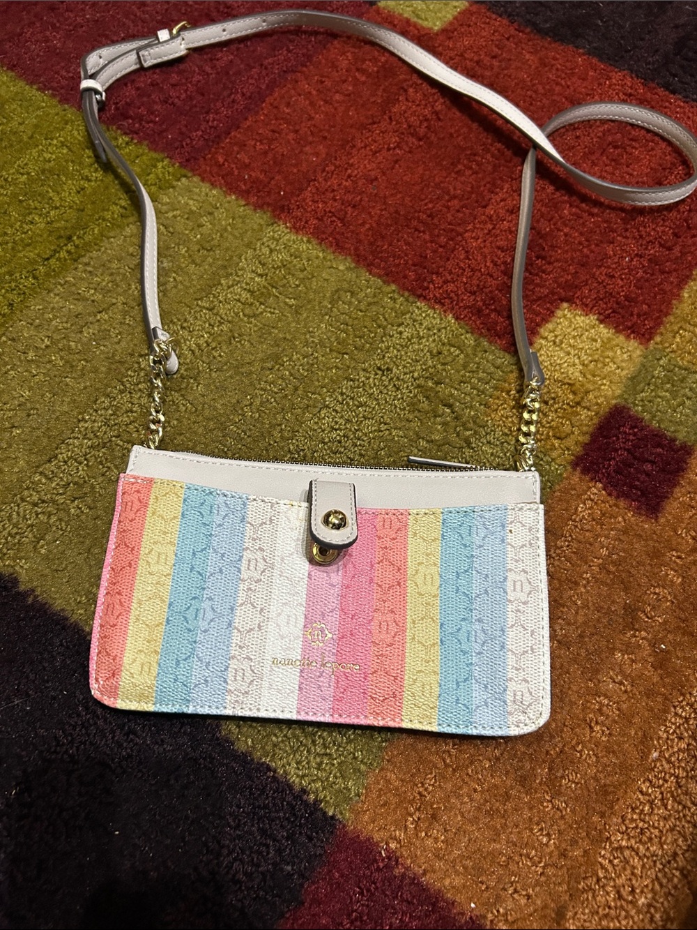 Nanette Lepore Pastel Rainbow Stripe Crossbody Bag